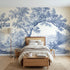Toile wall mural of a cherry blossom spray in single ink by Whimsy Tots