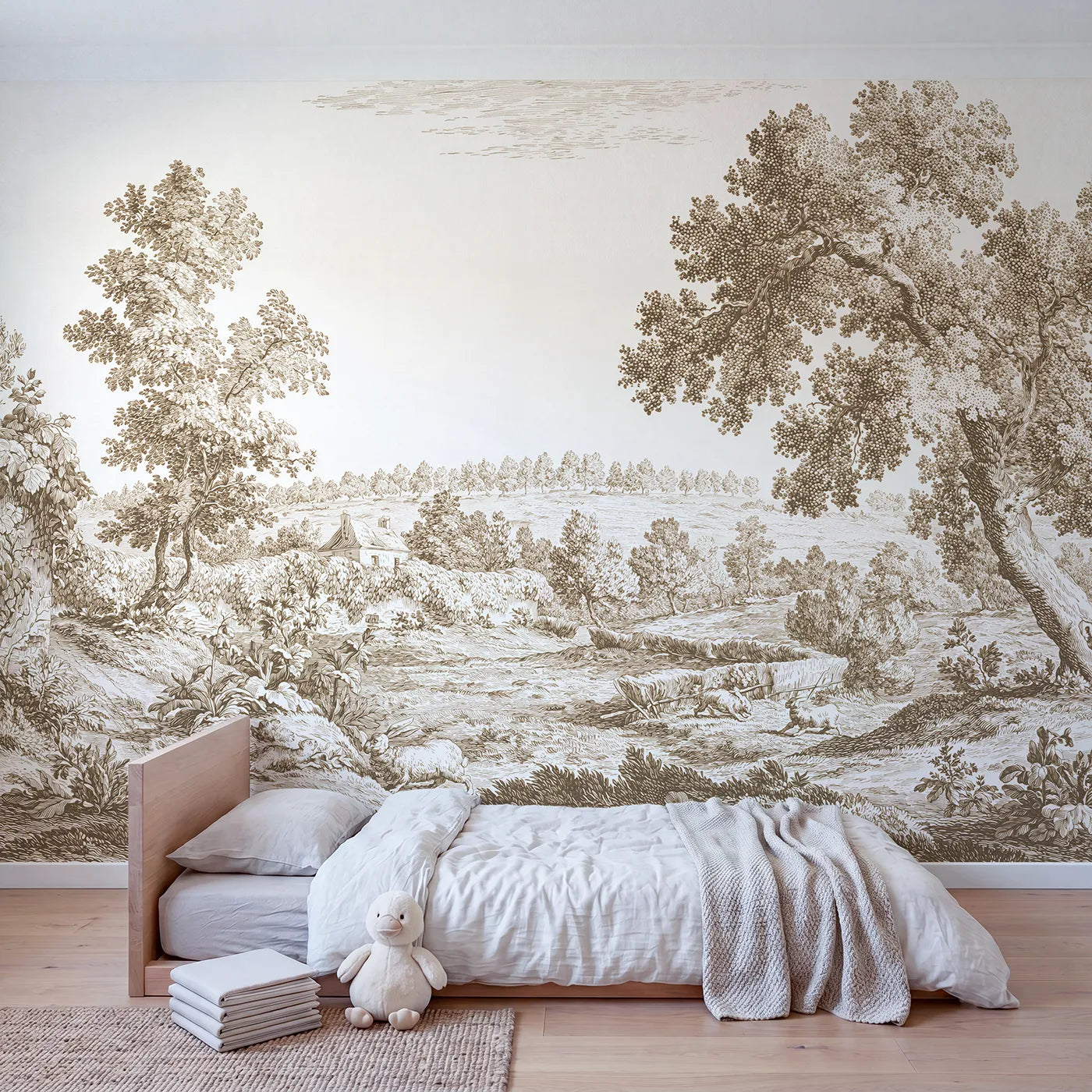 Trailing Ivy Wall Wallpaper Mural in Brown in playroom setting by Whimsy Tots