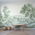 Toile wall mural of ivy spilling over old stone in green ink by Whimsy Tots