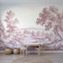 Toile wall mural of ivy spilling over old stone in pink ink by Whimsy Tots