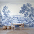 Toile wall mural of ivy spilling over old stone in single ink by Whimsy Tots