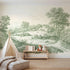 Toile wall mural of a loose meadow flower spray in green ink by Whimsy Tots