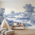 Toile wall mural of a loose meadow flower spray in single ink by Whimsy Tots