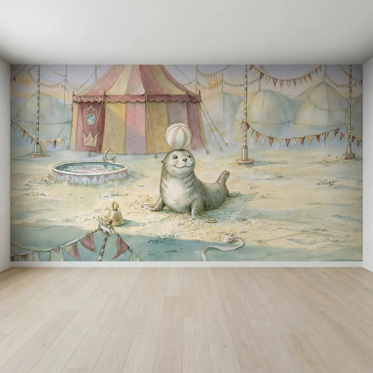 Full view of Playful Seal Friend Wallpaper Mural by Whimsy Tots