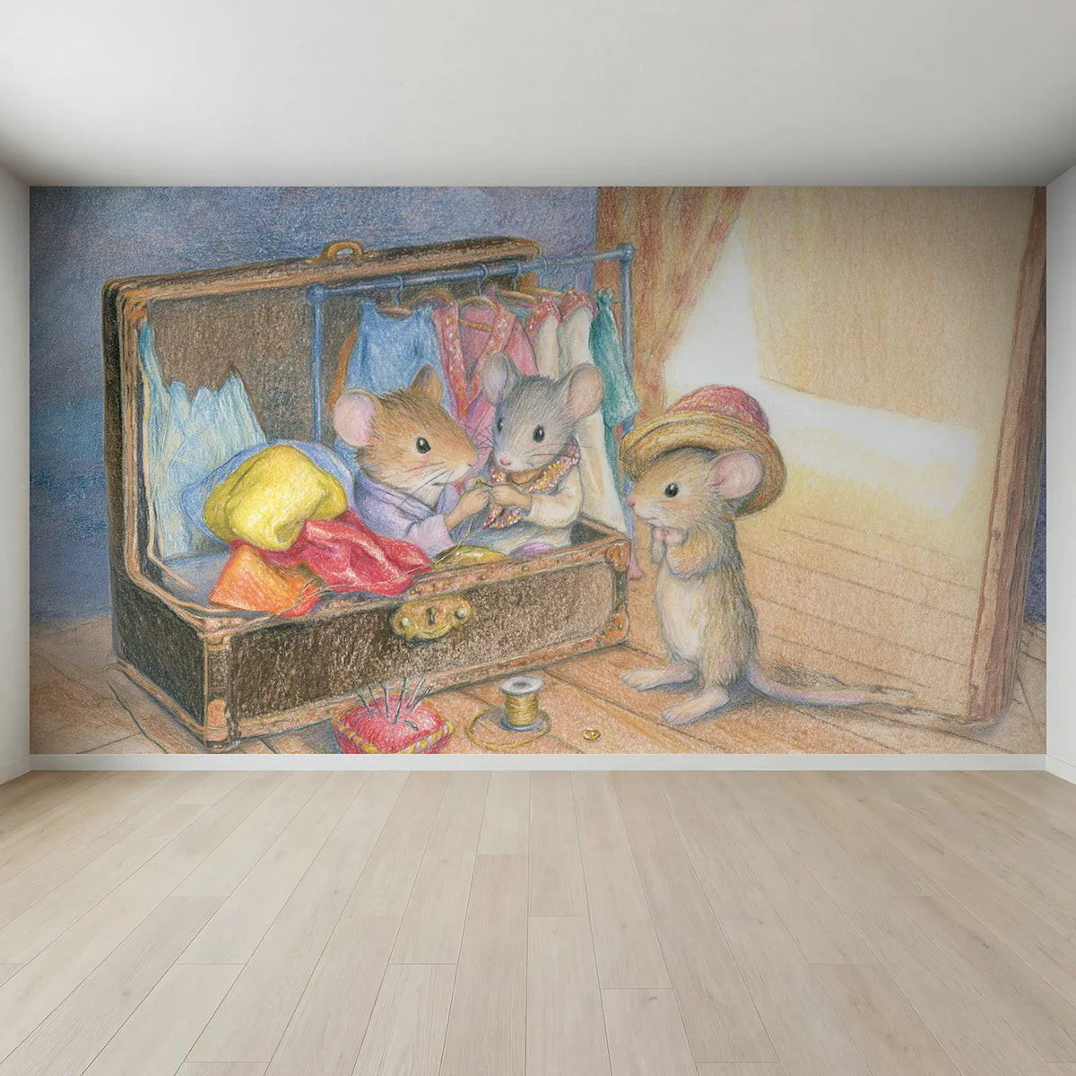 Full view of The Costume Trunk Wallpaper Mural by Whimsy Tots