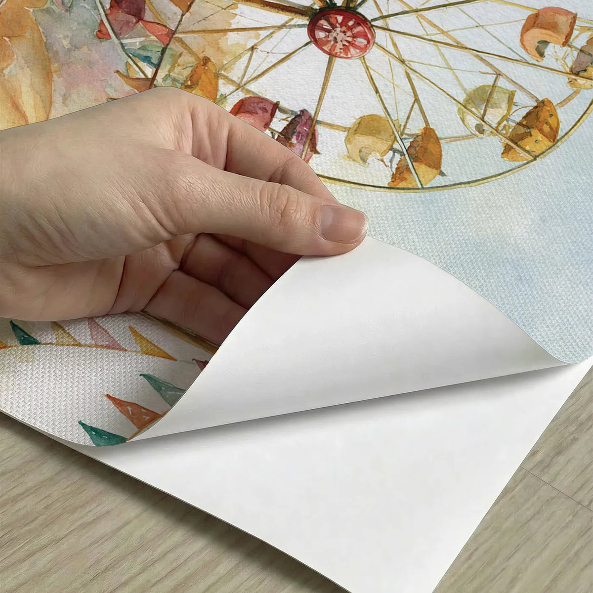 Peel-and-stick detail of Gentle Ferris Wheel Wallpaper Mural by Whimsy Tots