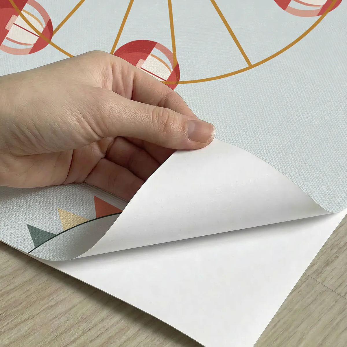 Peel-and-stick detail of Folk Ferris Wheel Wallpaper Mural by Whimsy Tots