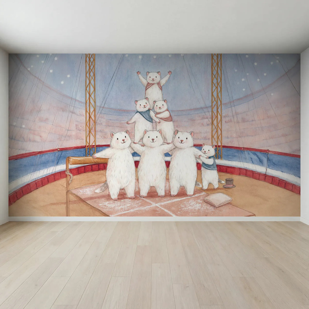 Full view of The Acrobat Pyramid Wallpaper Mural by Whimsy Tots