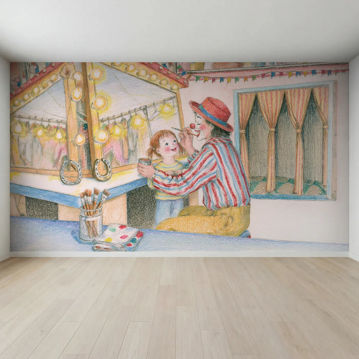 Full view of The Dressing Mirror Wallpaper Mural by Whimsy Tots