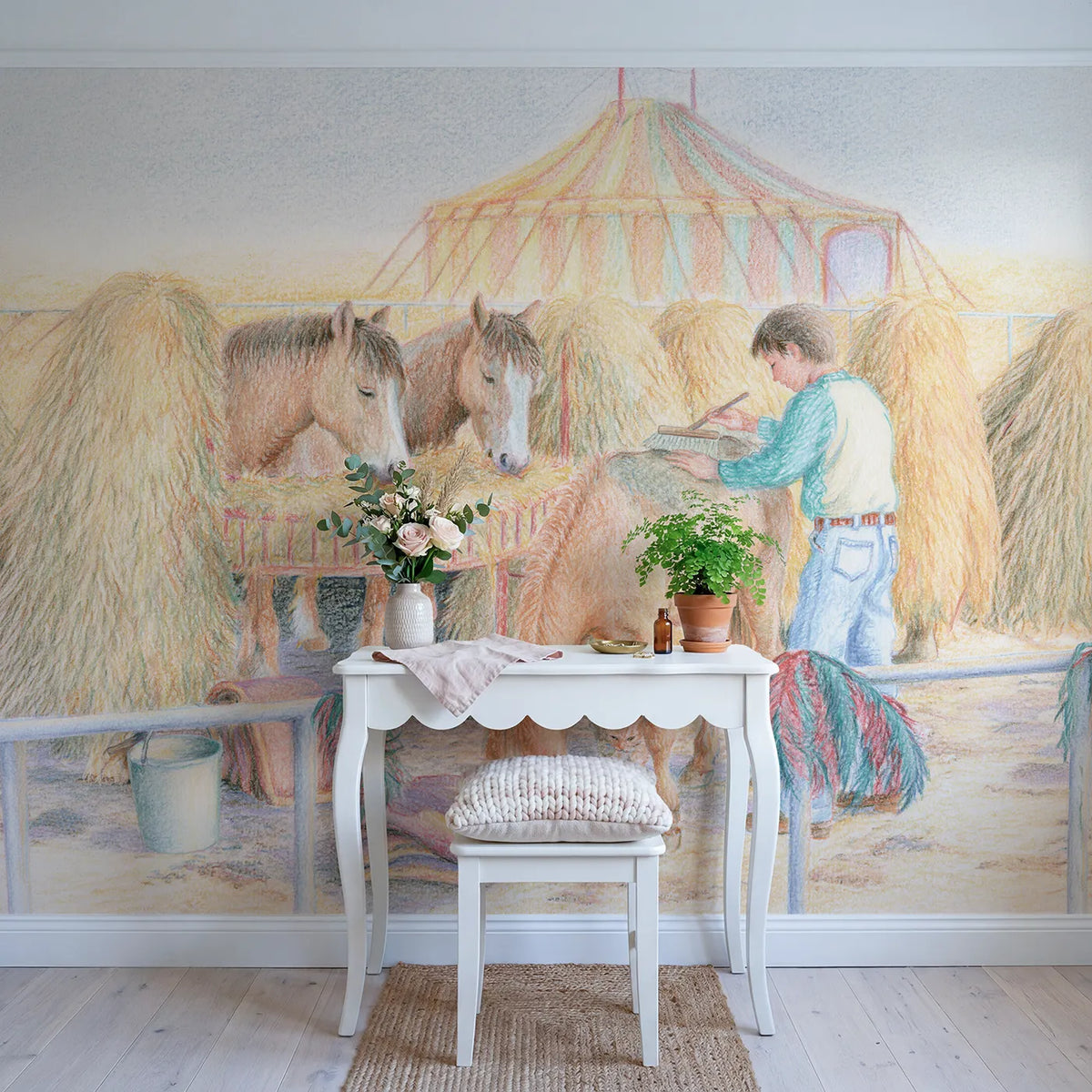 After the Show Wallpaper Mural in playroom setting by Whimsy Tots
