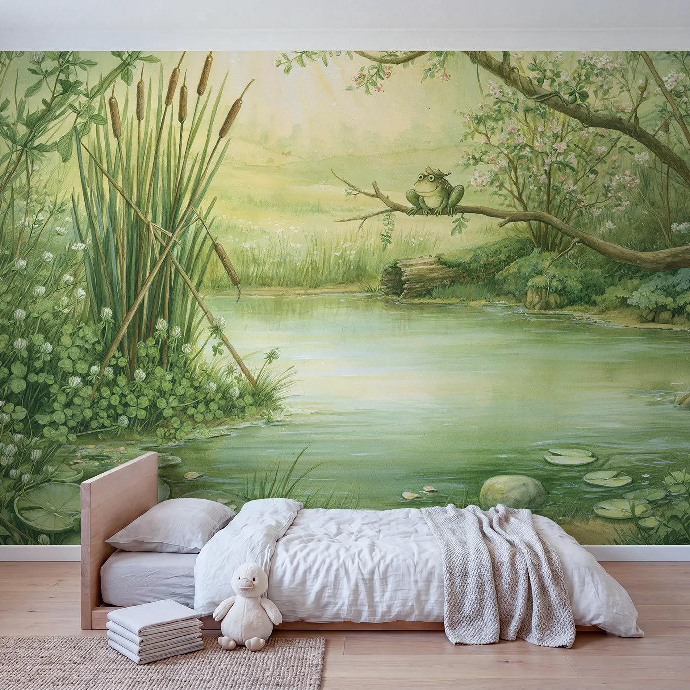 Frog Pond Adventure Wallpaper Mural in playroom setting by Whimsy Tots