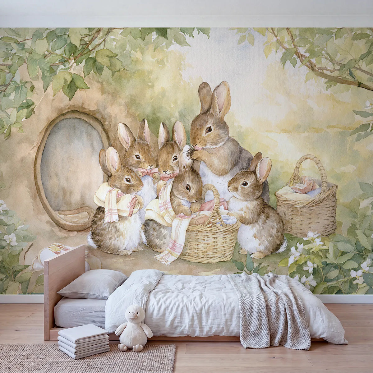 Ready for the Outing Wallpaper Mural in playroom setting by Whimsy Tots
