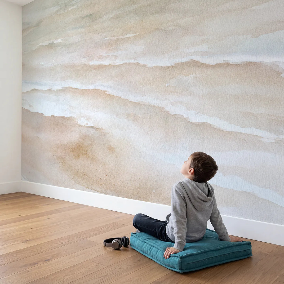 Child in nursery with Settled Pigment Wallpaper Mural by Whimsy Tots