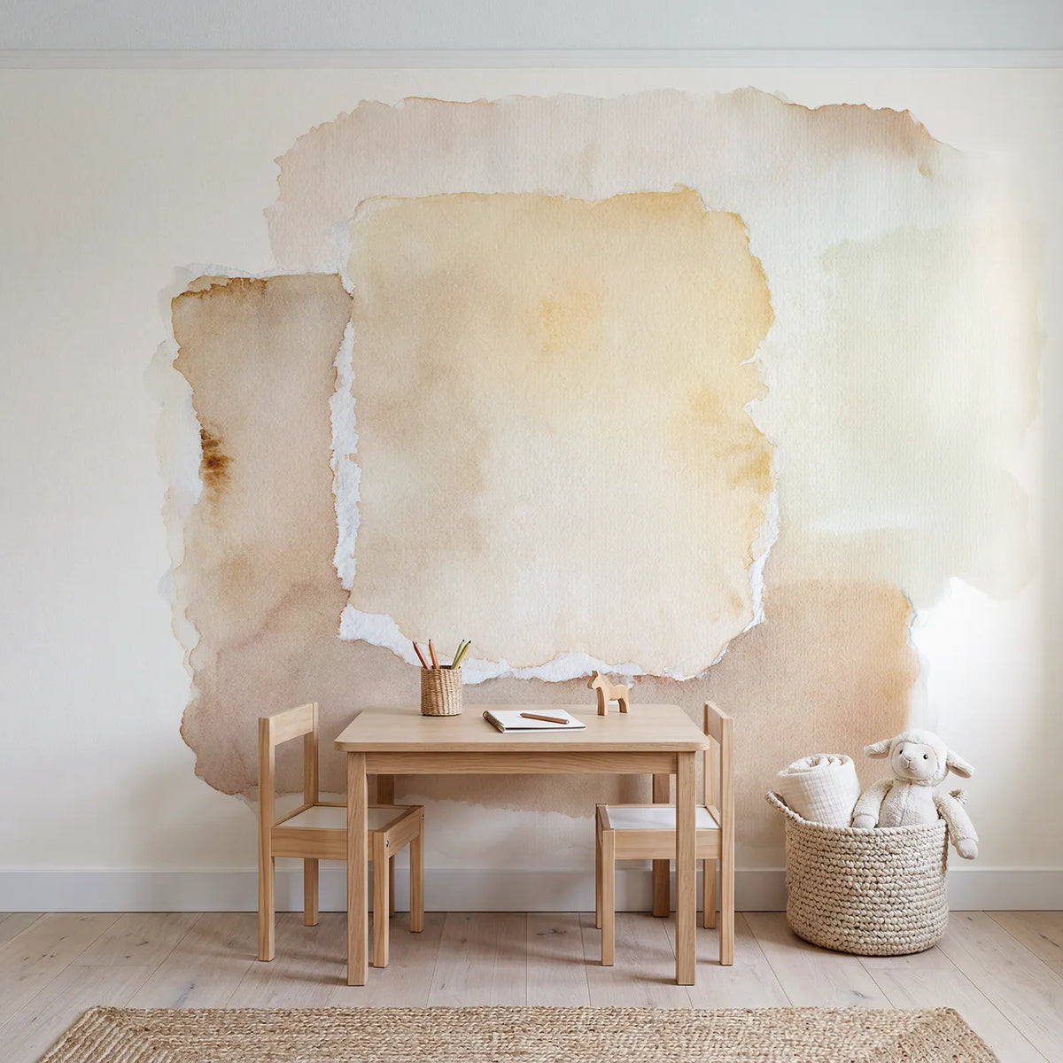 Torn Edge Wallpaper Mural in playroom setting by Whimsy Tots