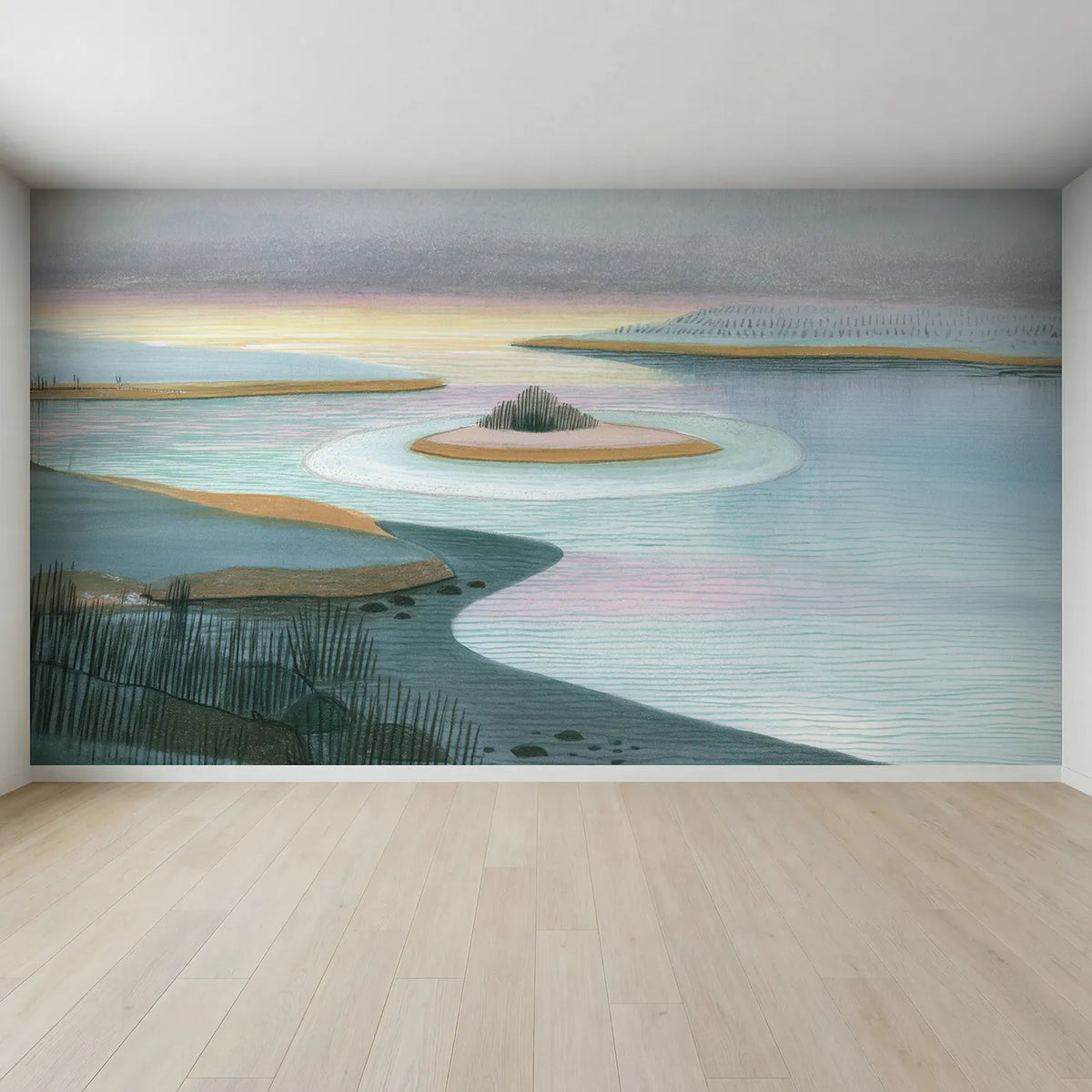 Full view of Tonal Lines Wallpaper Mural by Whimsy Tots
