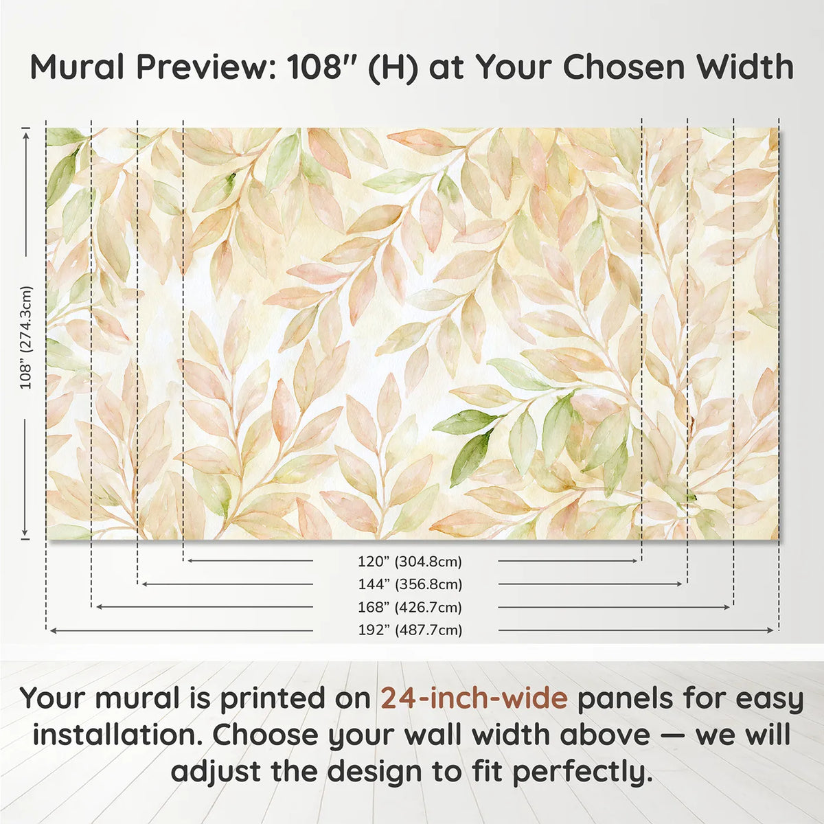 Panel layout and dimensions for Dropped Marks Wallpaper Mural by Whimsy Tots
