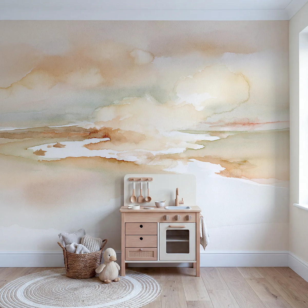 Single Form Wallpaper Mural in playroom setting by Whimsy Tots