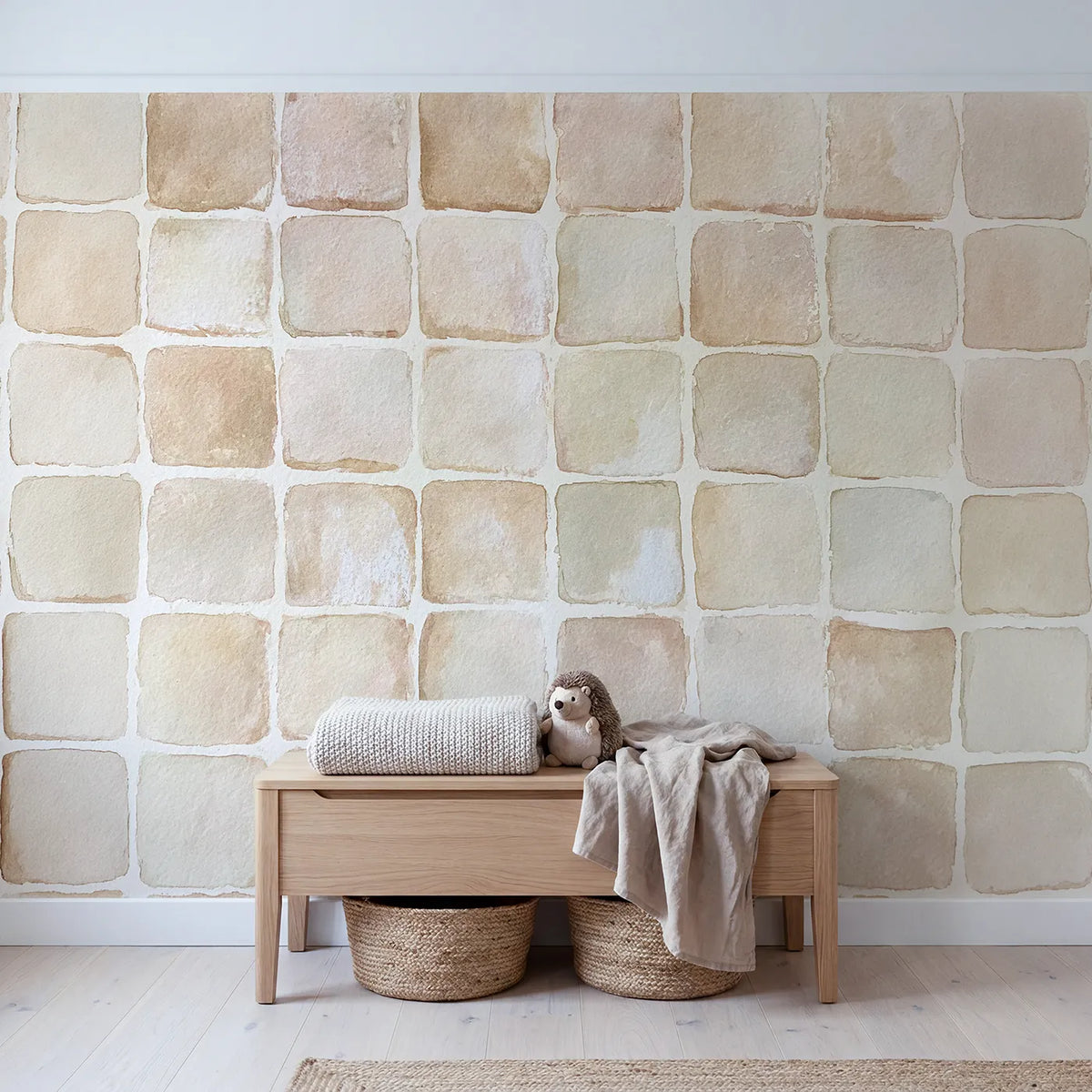 Pressed Grid Wallpaper Mural in playroom setting by Whimsy Tots