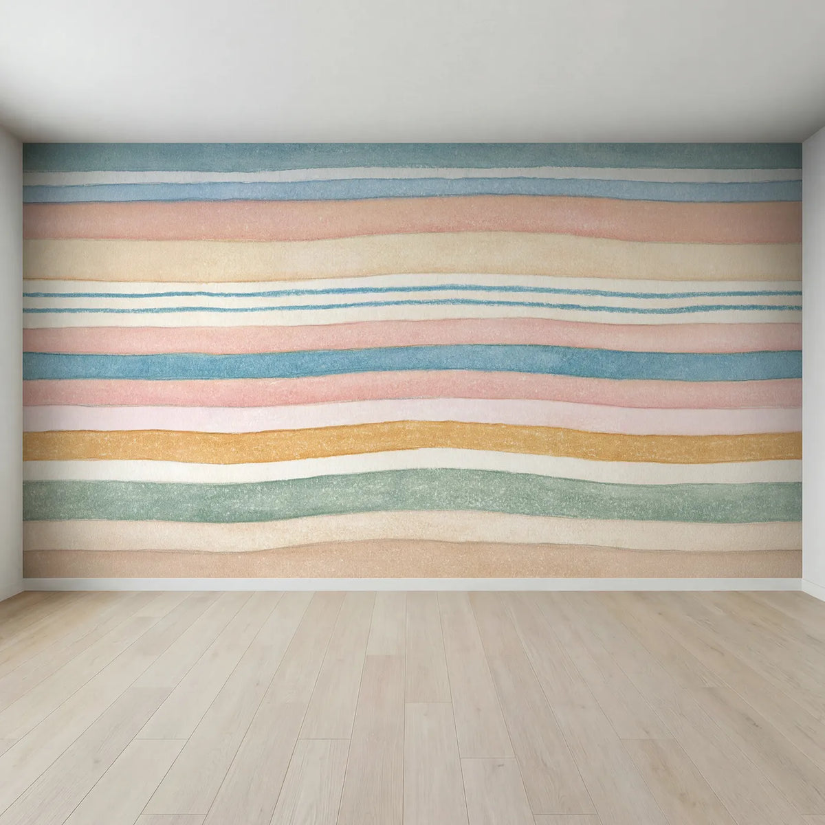 Full view of Handmade Stripe Wallpaper Mural by Whimsy Tots