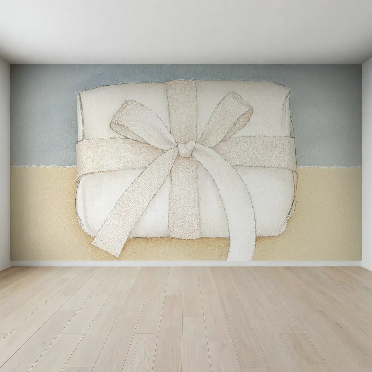 Full view of The Wrapped Ribbon Wallpaper Mural by Whimsy Tots