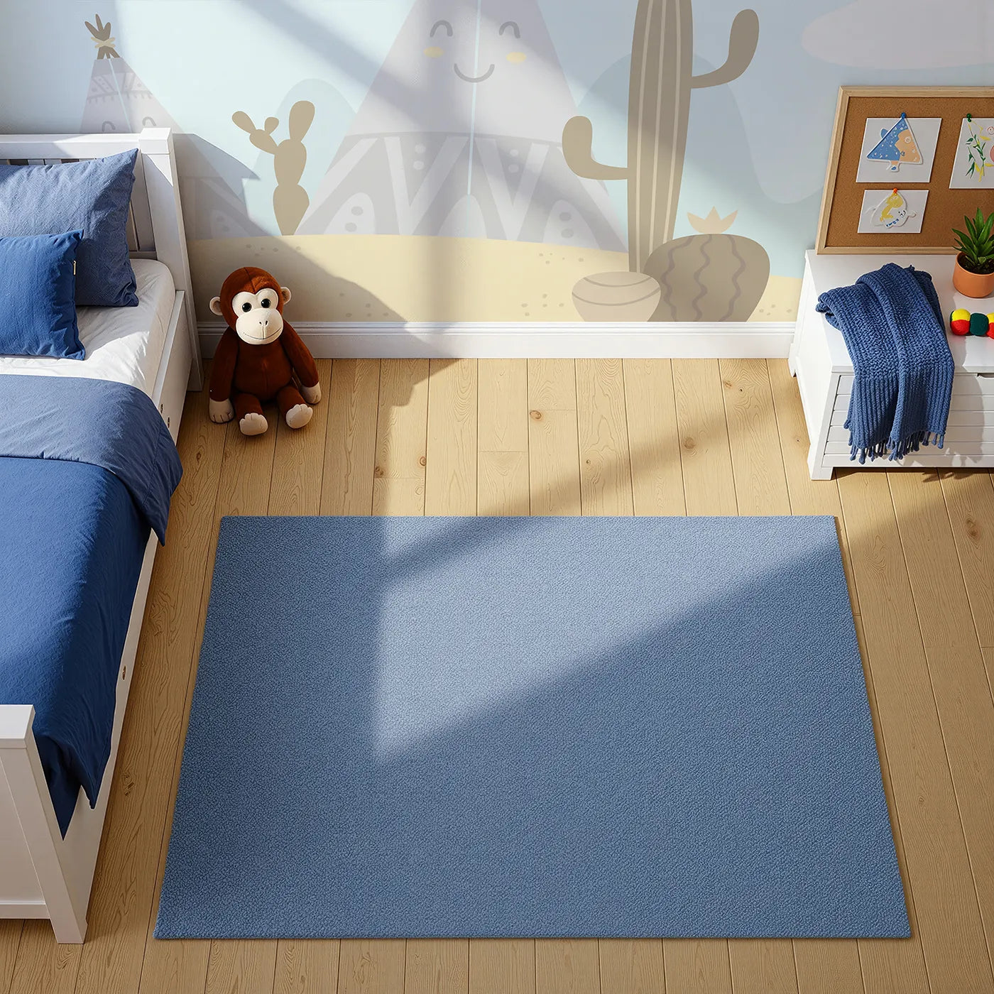 Top-down view of Whimsy Tots' Smiling Teepee Desert Wall Mural (Turn Their Room into a Sweet and Sunny Desert).Gender-Neutral