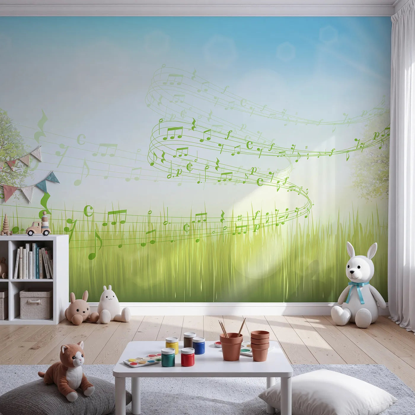 Front view of Whimsy Tots' Song of the Meadow Wall Mural