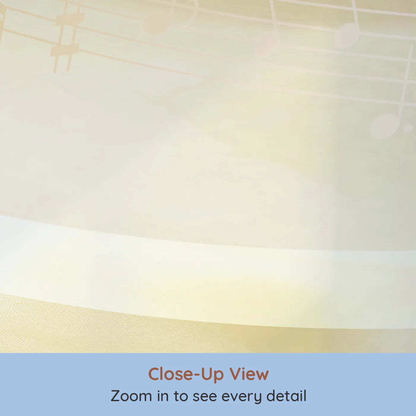 Close-up view of Whimsy Tots' Gentle Melody Wall Mural in Gold (Turn Their Room into a Soft and Soothing Symphony).Gender-Neutral