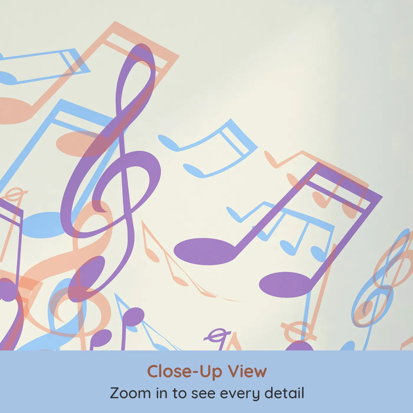 Close-up view of Whimsy Tots' Pastel Cascade of Music Wall Mural (Turn Their Room into a Waterfall of Gentle Music).Gender-Neutral