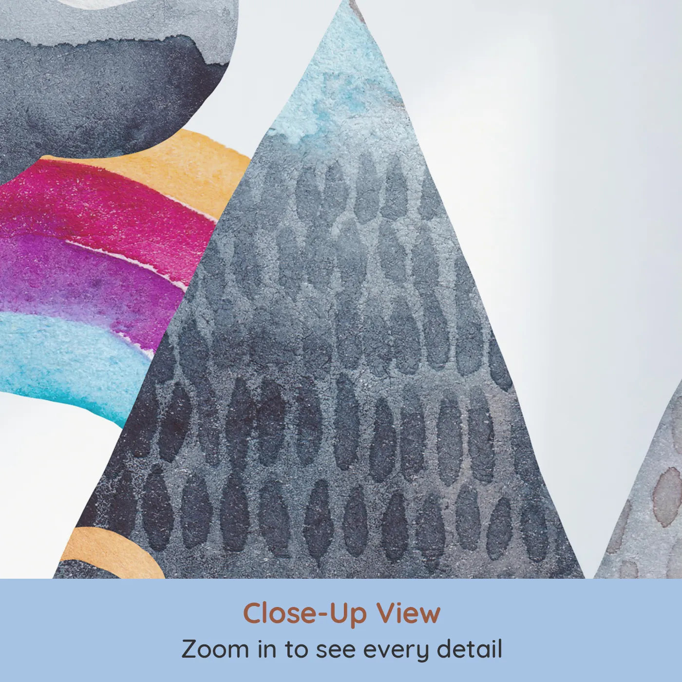 Close-up view of Whimsy Tots' Rainbow Mountain Wanderer Wall Mural (Turn Their Room into a Magical, Painted Landscape).Gender-Neutral