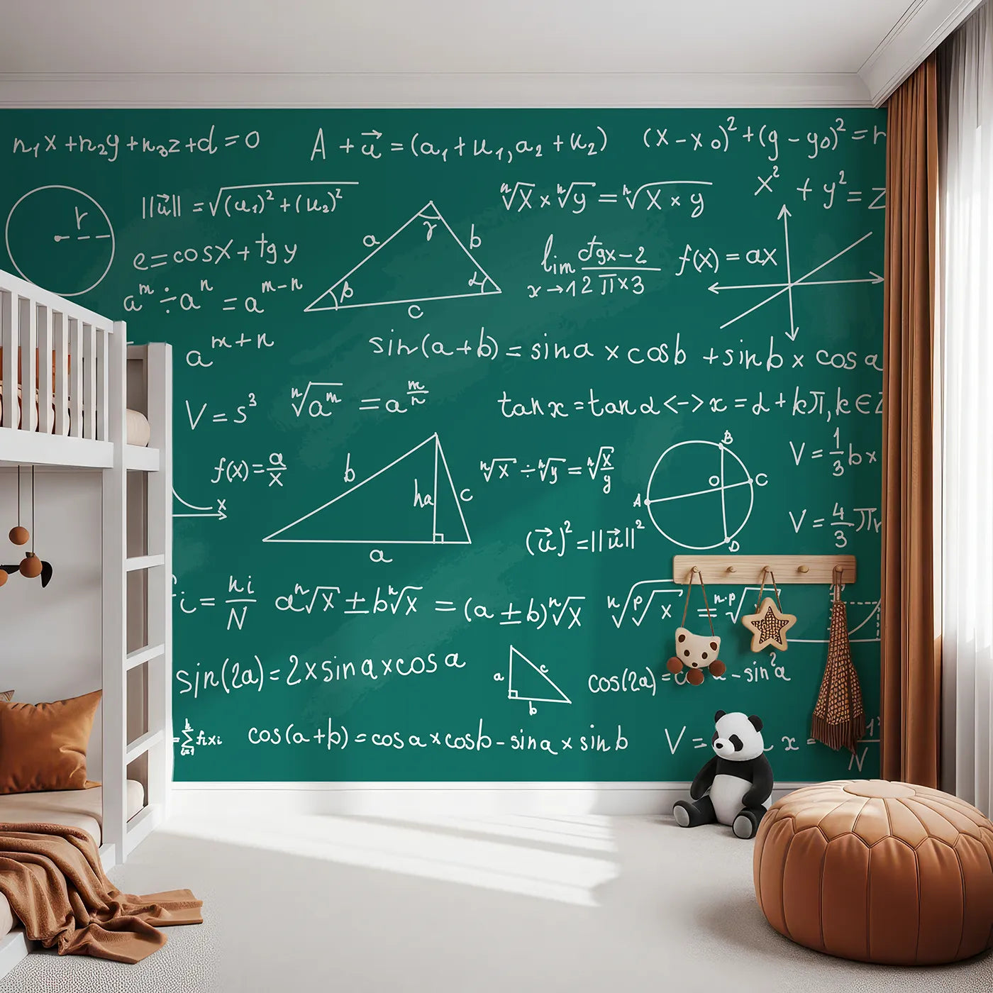Front view of Whimsy Tots' Math Equations Chalkboard Wall Mural