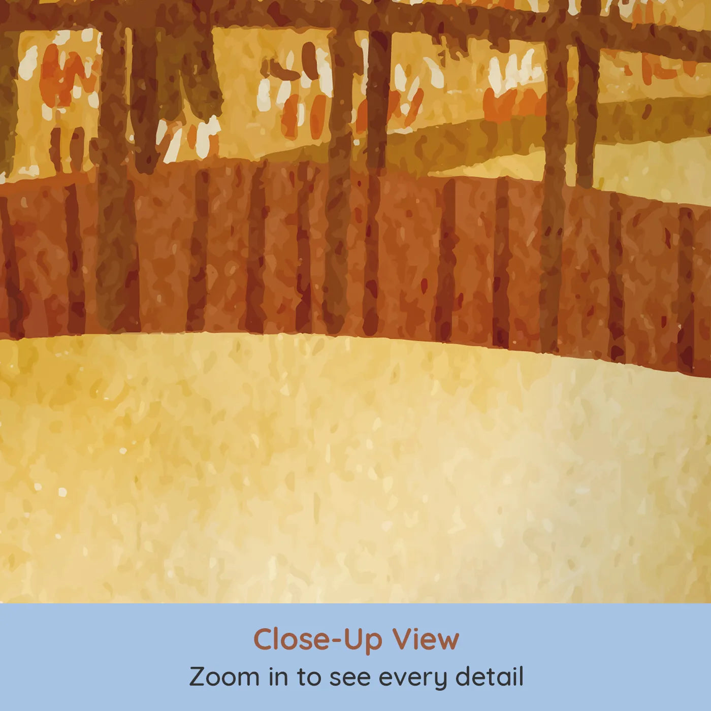Close-up view of Whimsy Tots' Autumn Bridge Watercolor Wall Mural (Turn Their Room into a Picturesque Autumn Scene).Gender-Neutral