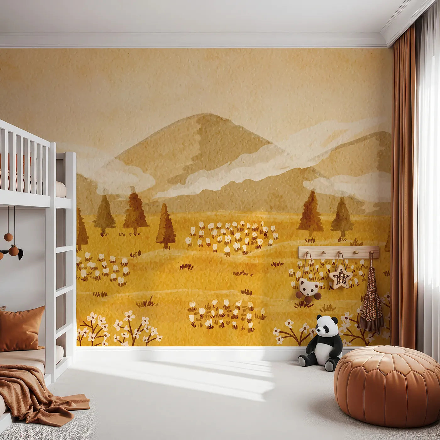 Front view of Whimsy Tots' Golden Valley Farm Wall Mural