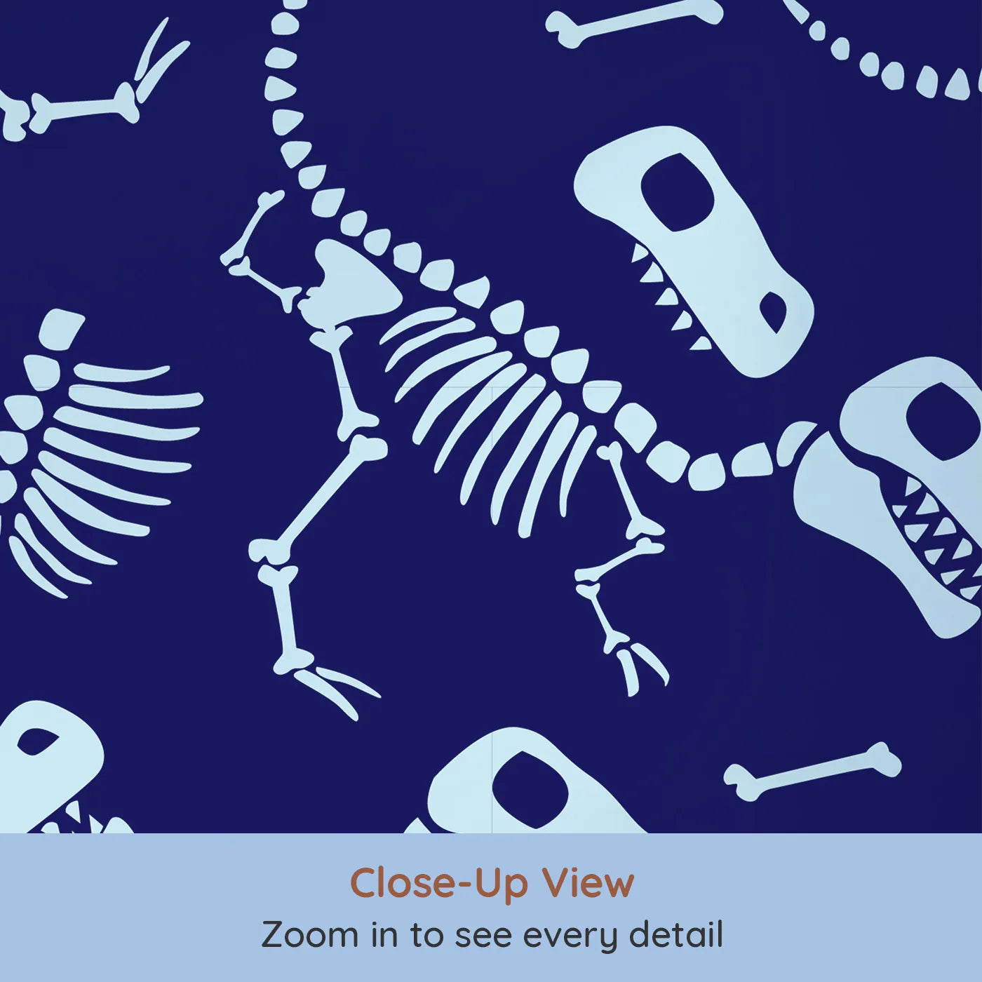 Close-up view of Whimsy Tots' Dinosaur Bones Wall Mural (Turn Their Room into a Cool Paleontologist's Dig Site).Best for Boys