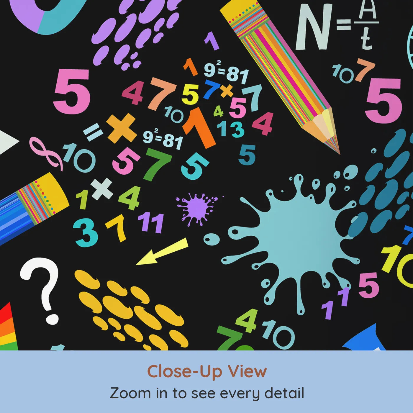 Close-up view of Whimsy Tots' Neon Science Doodle Wall Mural (Turn Their Room into a Glowing Laboratory of Fun).Gender-Neutral