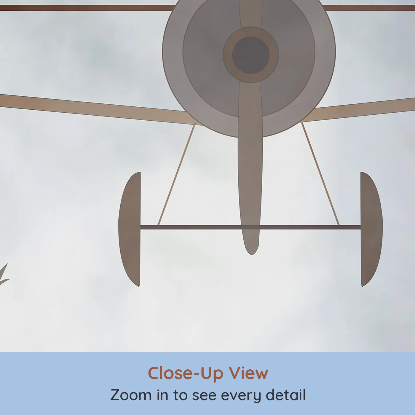 Close-up view of Whimsy Tots' Vintage Sky Adventure Wall Mural (Turn Their Room into a Nostalgic, Cloudy Day of Flying).Gender-Neutral