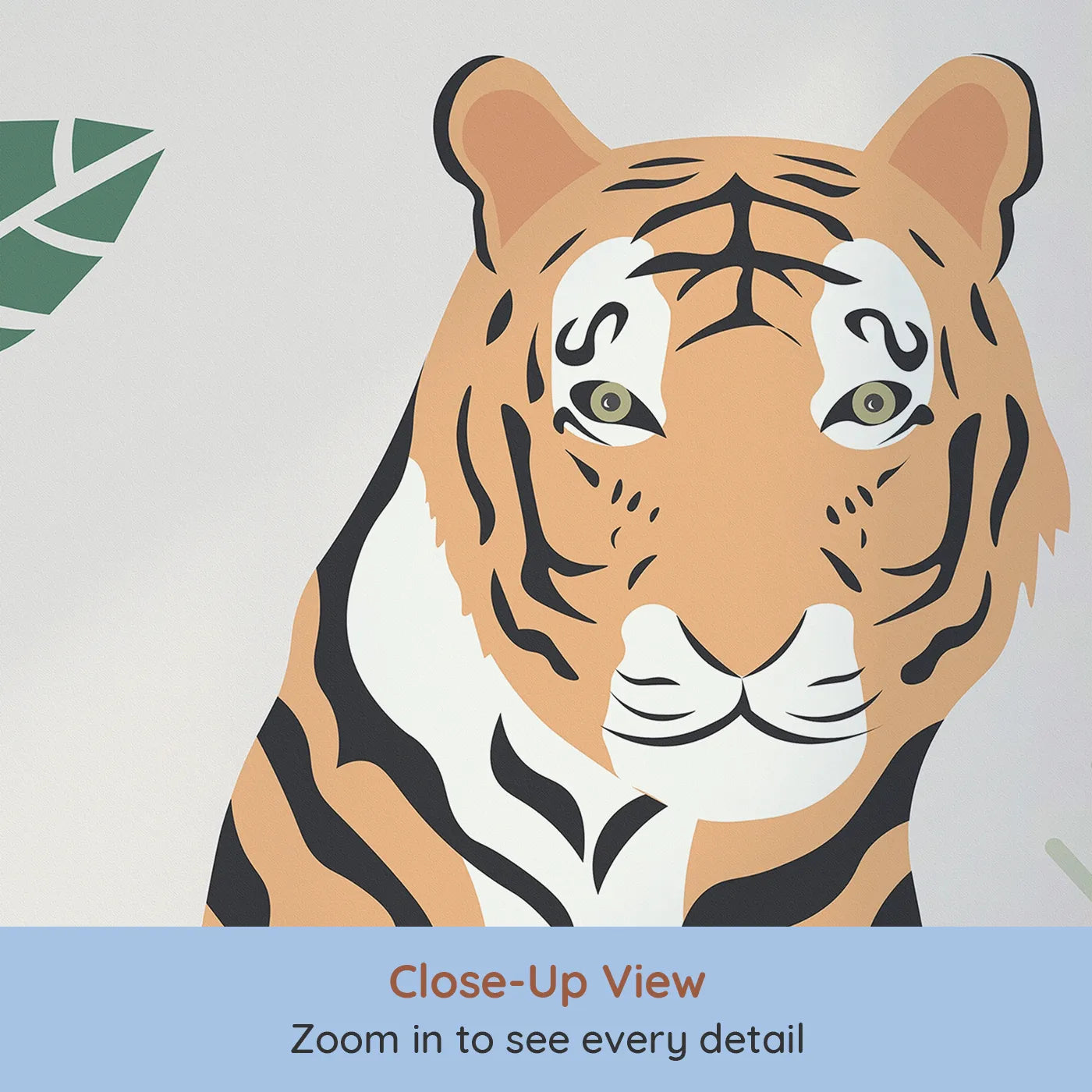 Close-up view of Whimsy Tots' Pastel Jungle Friends Wall Mural (Turn Their Room into the Sweetest, Most Stylish Jungle).Gender-Neutral