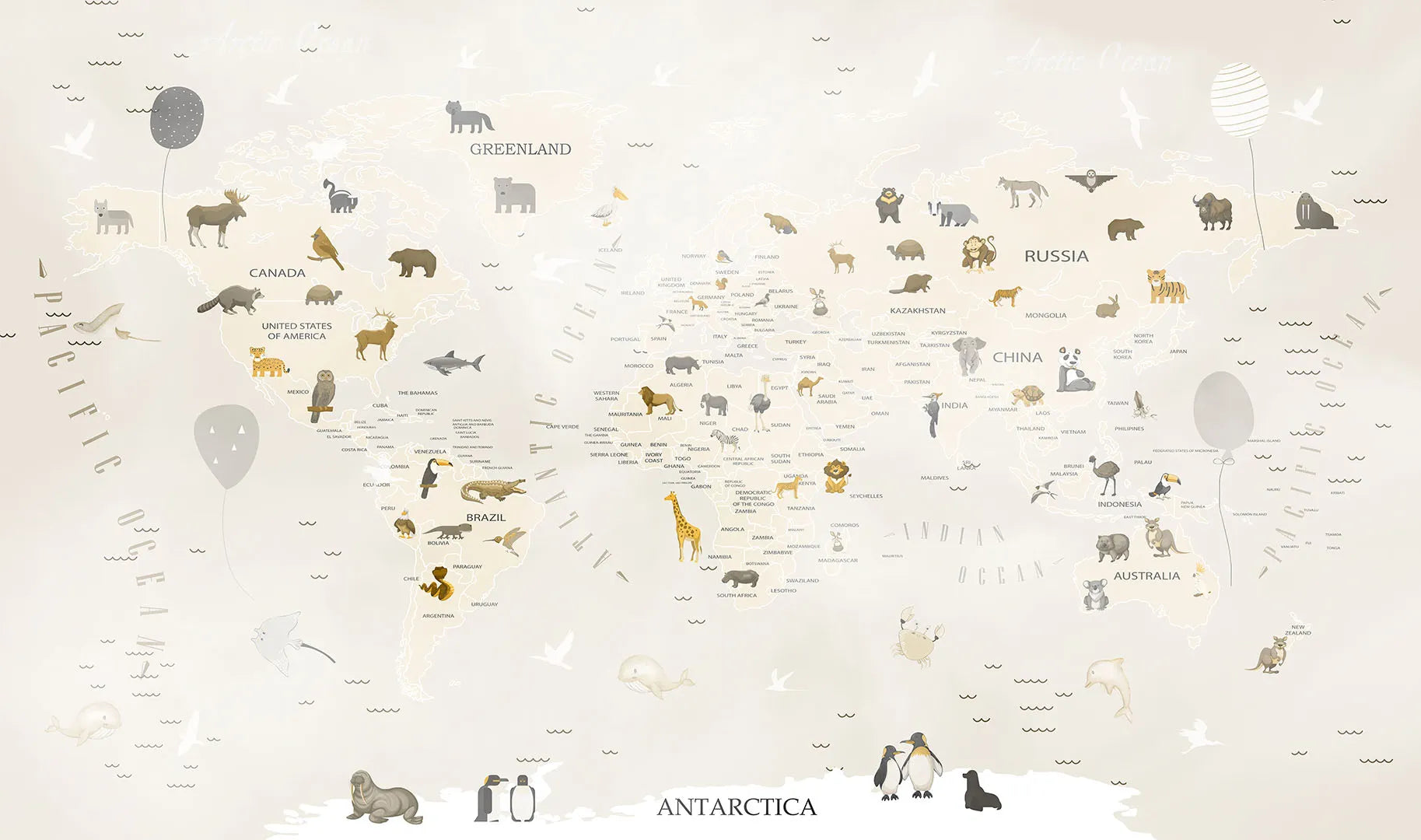 A Modern, Calming Map for a Little Animal Lover