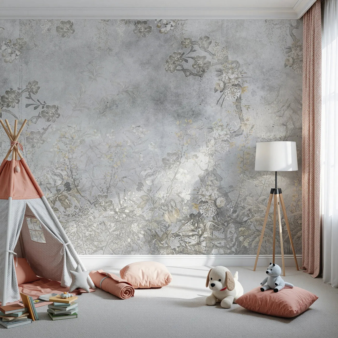 Front view of Whimsy Tots' Vintage Chinoiserie Wall Mural