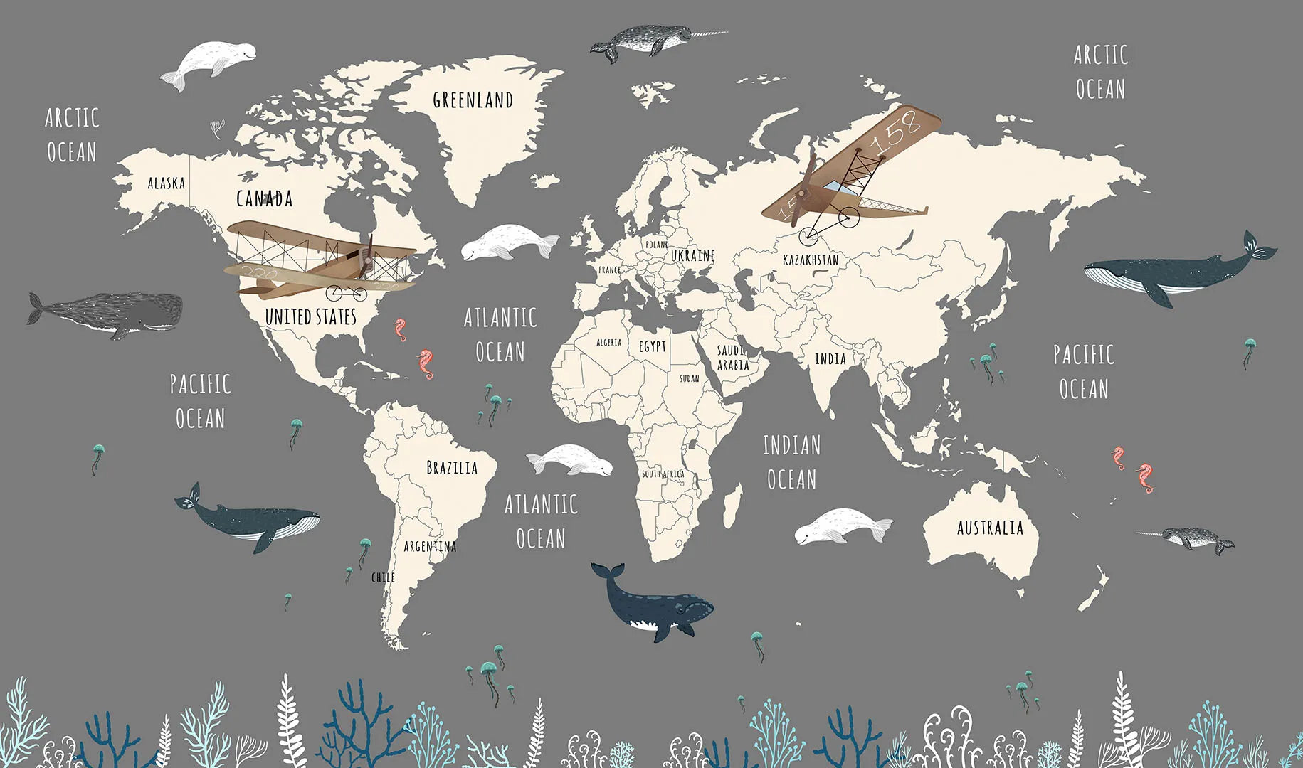 A Classic, Hand-Drawn Map for a Little Oceanographer