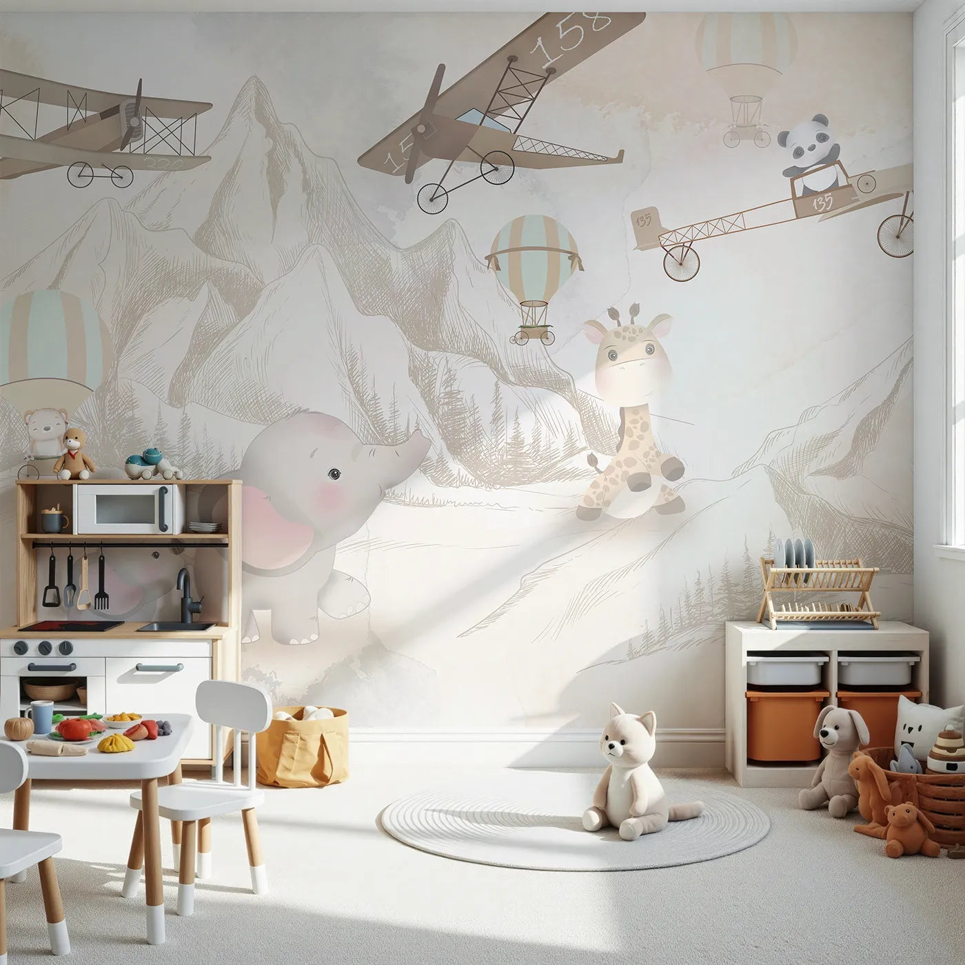 Front view of Whimsy Tots' Safari Sketch Adventure Wall Mural