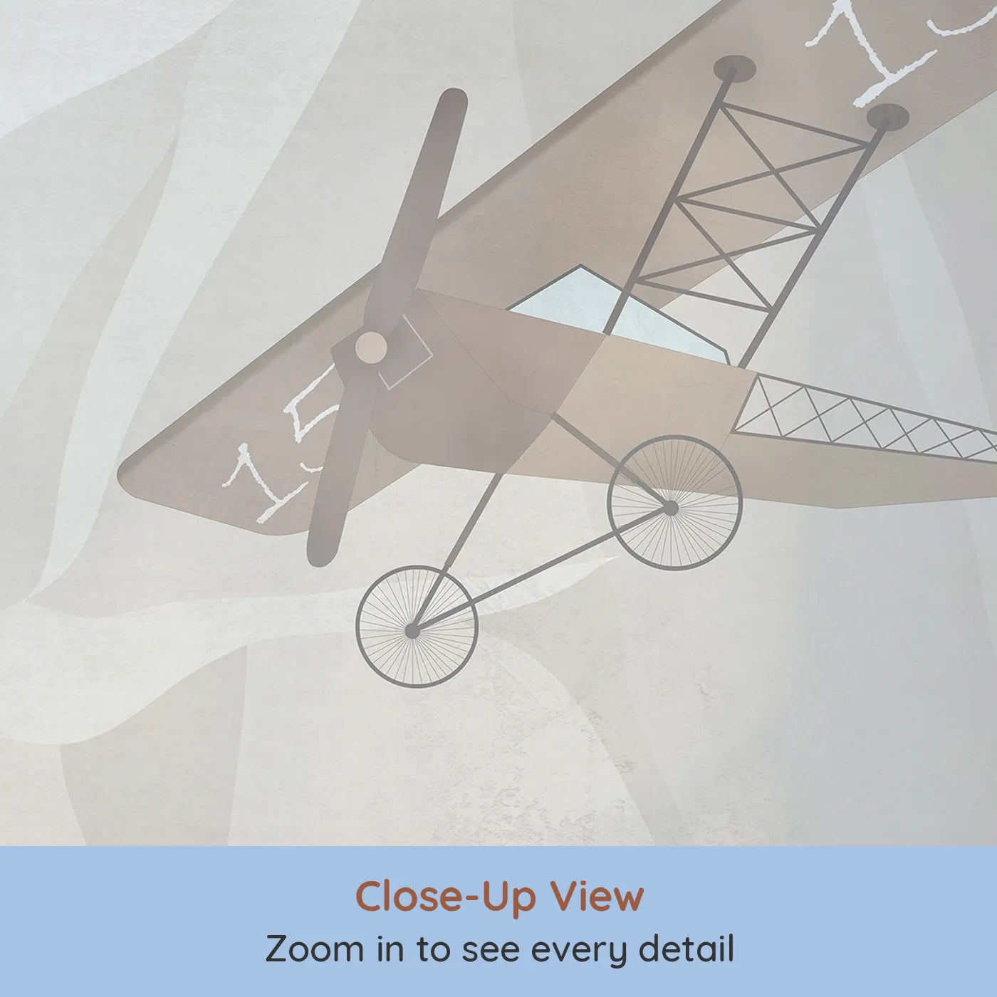 Close-up view of Whimsy Tots' Mountain Airship Adventure Wall Mural (Turn Their Room into a Grand and Gritty Expedition).Gender-Neutral
