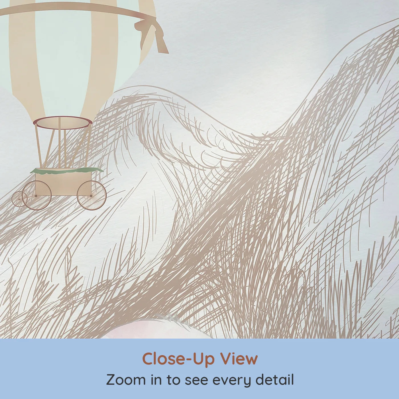 Close-up view of Whimsy Tots' Safari Sketchbook Wall Mural (Turn Their Room into a Page from a Gentle Explorer's Journal).Gender-Neutral