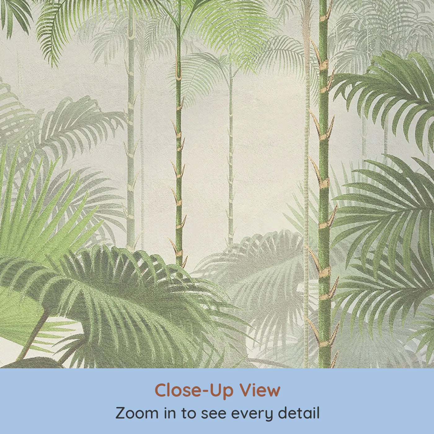 Close-up view of Whimsy Tots' Vintage Jungle Panorama Wall Mural (Turn Their Room into a Classic, Grand Safari Scene).Gender-Neutral