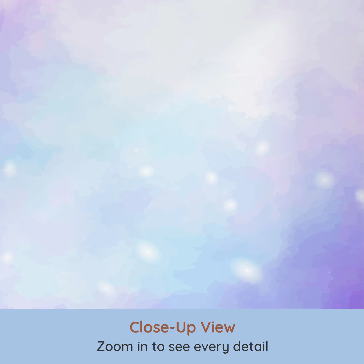 Close-up view of Whimsy Tots' Purple Galaxy Cloud Wall Mural (Turn Their Room into a Dreamy, Sparkling Cosmos).Gender-Neutral