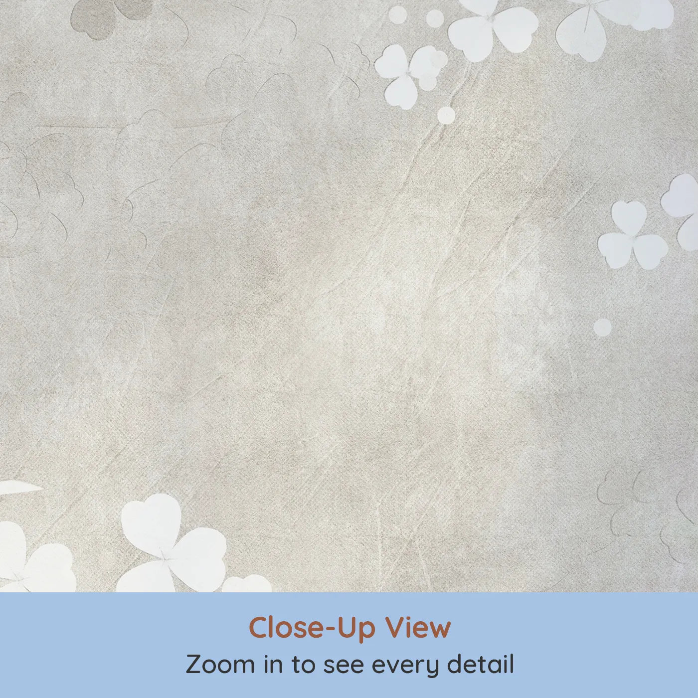 Close-up view of Whimsy Tots' Beige Blossom Wall Mural (Turn Their Room into a Garden of Gentle, Neutral Beauty).Gender-Neutral