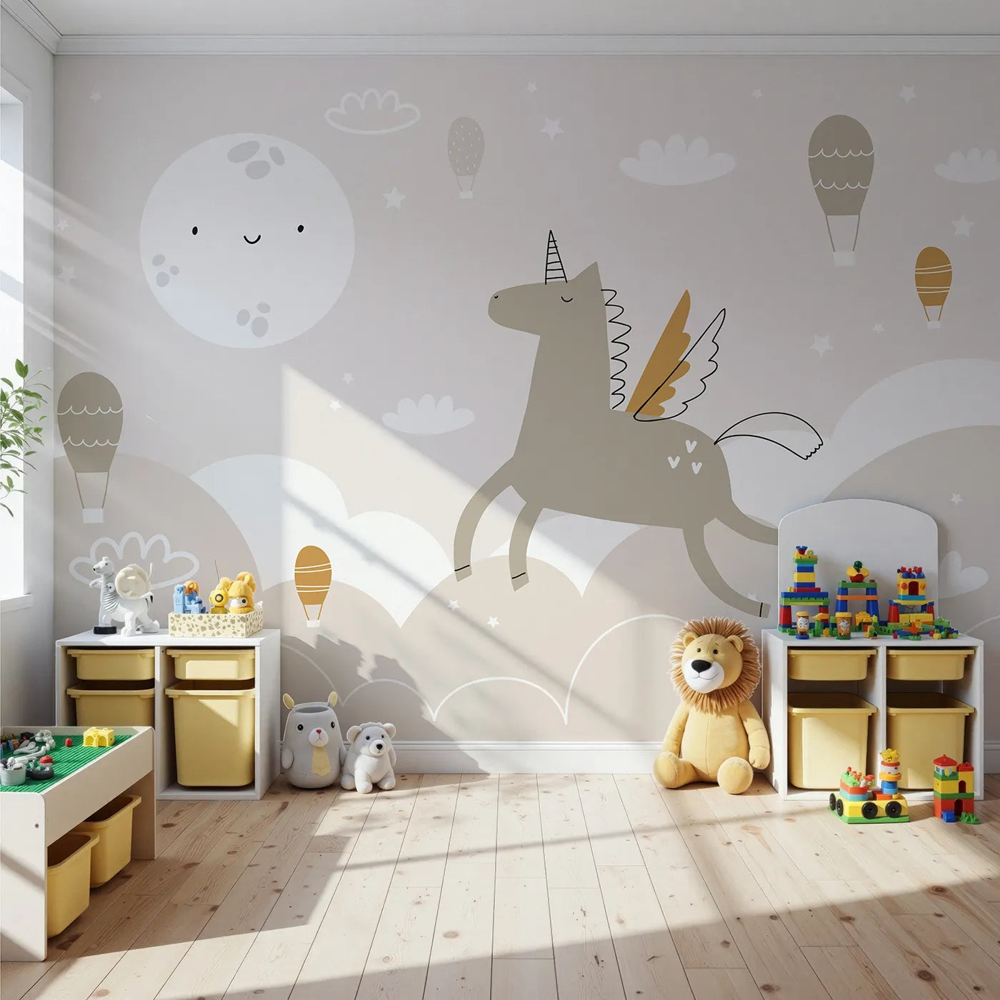 Front view of Whimsy Tots' Pegasus Dreams Wall Mural