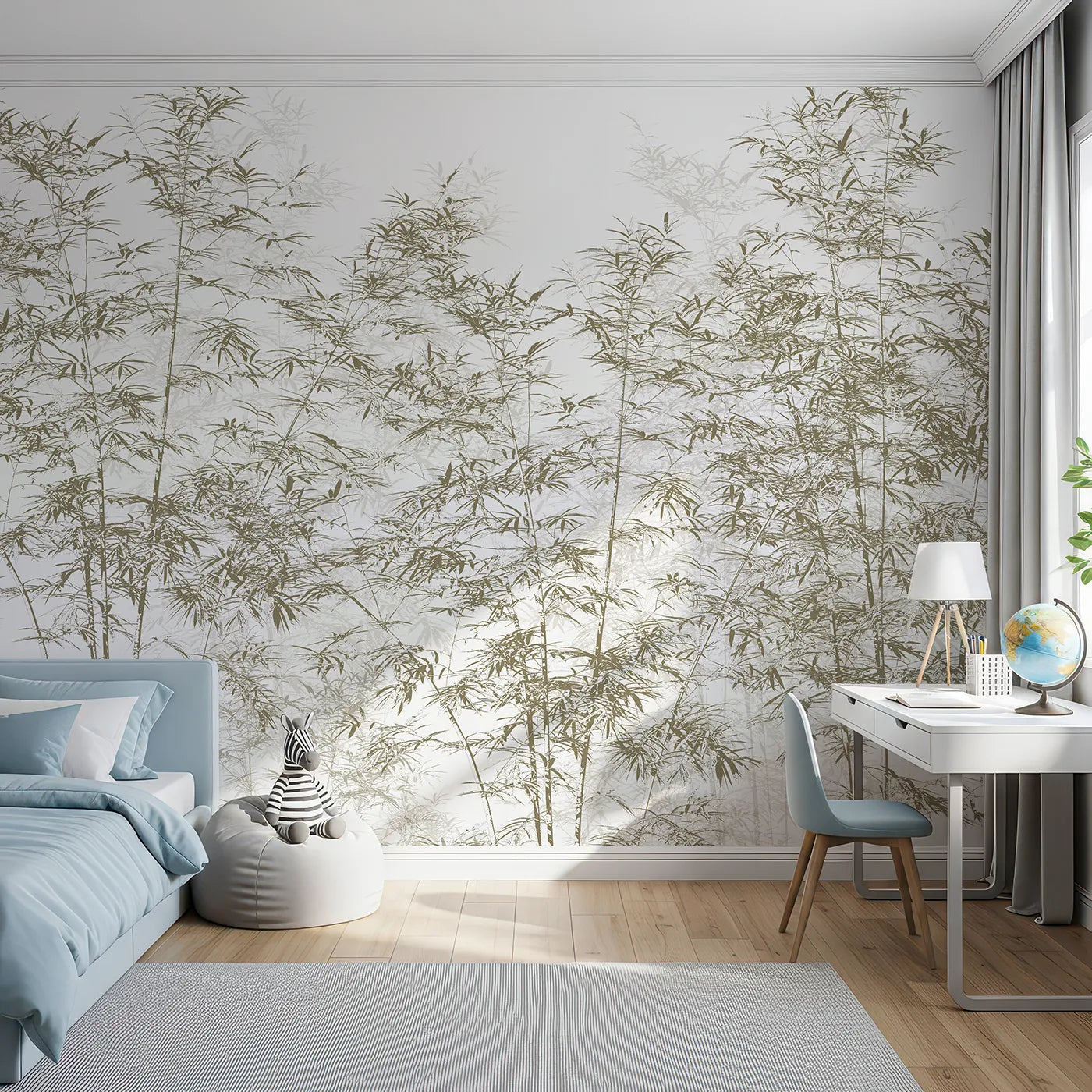 Front view of Whimsy Tots' Brown Bamboo Engraving Wall Mural