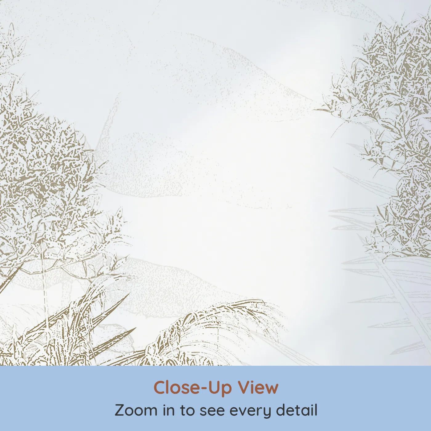 Close-up view of Whimsy Tots' Golden Botanical Line Art Wall Mural (Turn Their Room into a Chic and Sunny Garden).Gender-Neutral