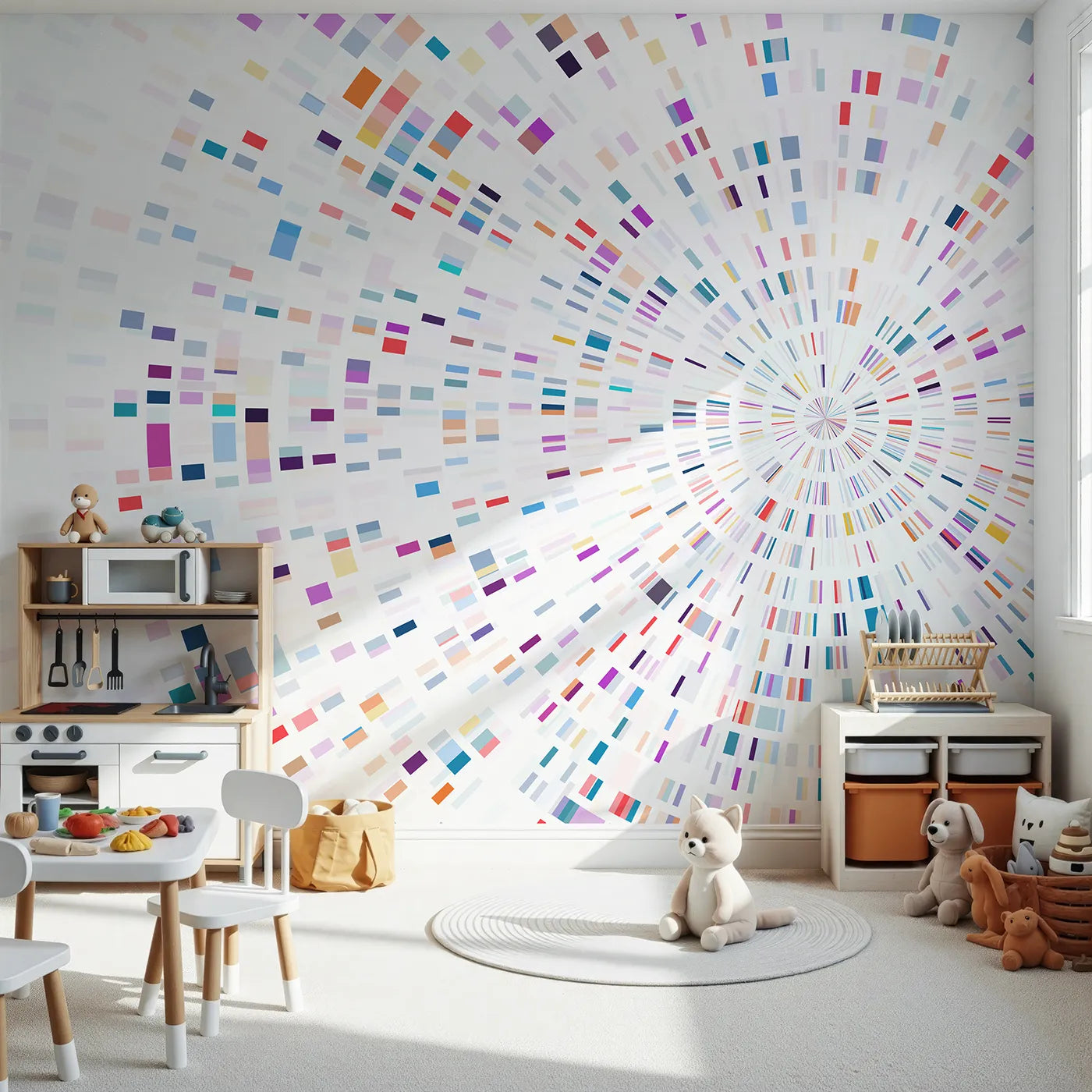 Front view of Whimsy Tots' Data Stream Wall Mural