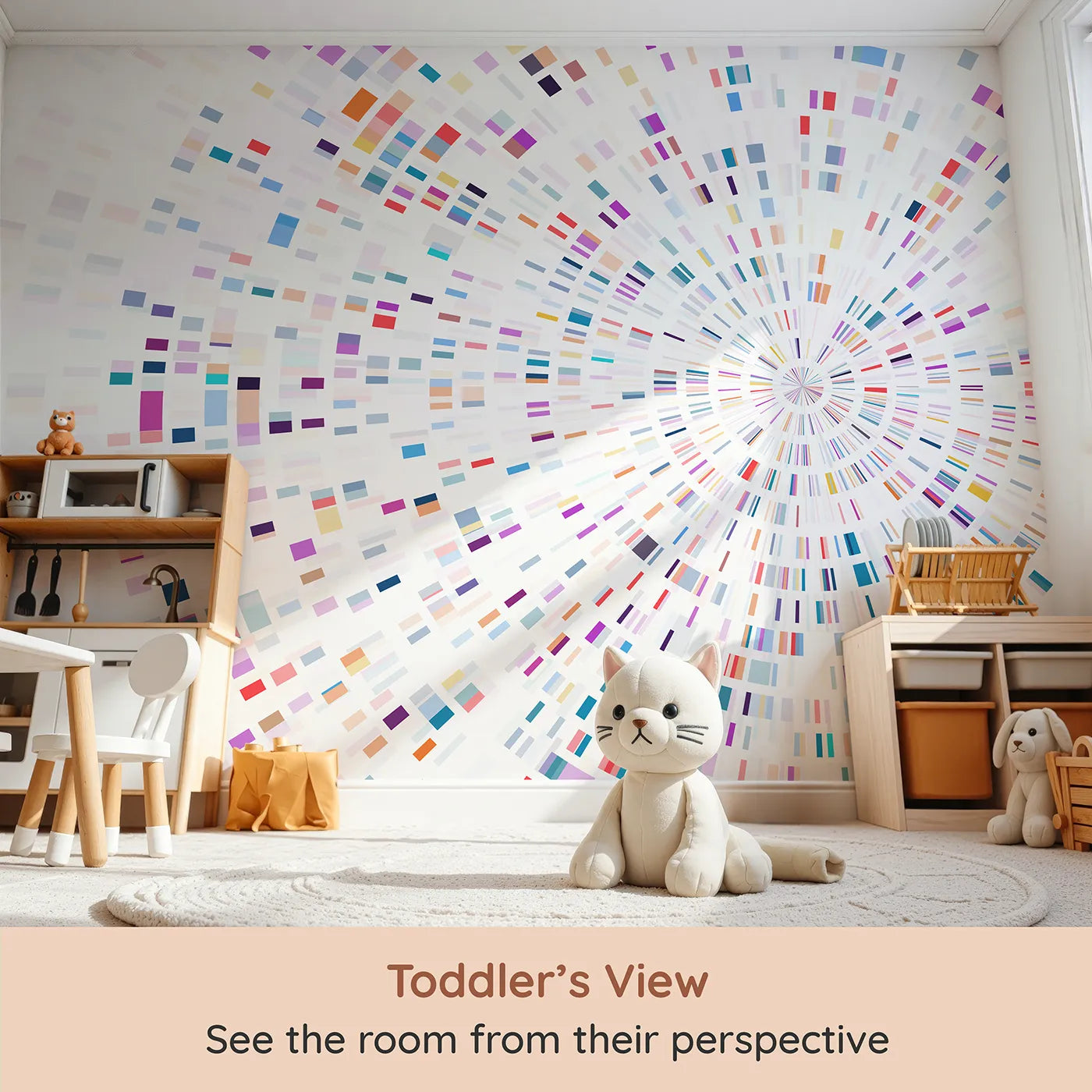 Whimsy Tots Data Stream Wall Mural (Turn Their Room into a High-Tech, Digital Universe) from your child's view.Gender-Neutral